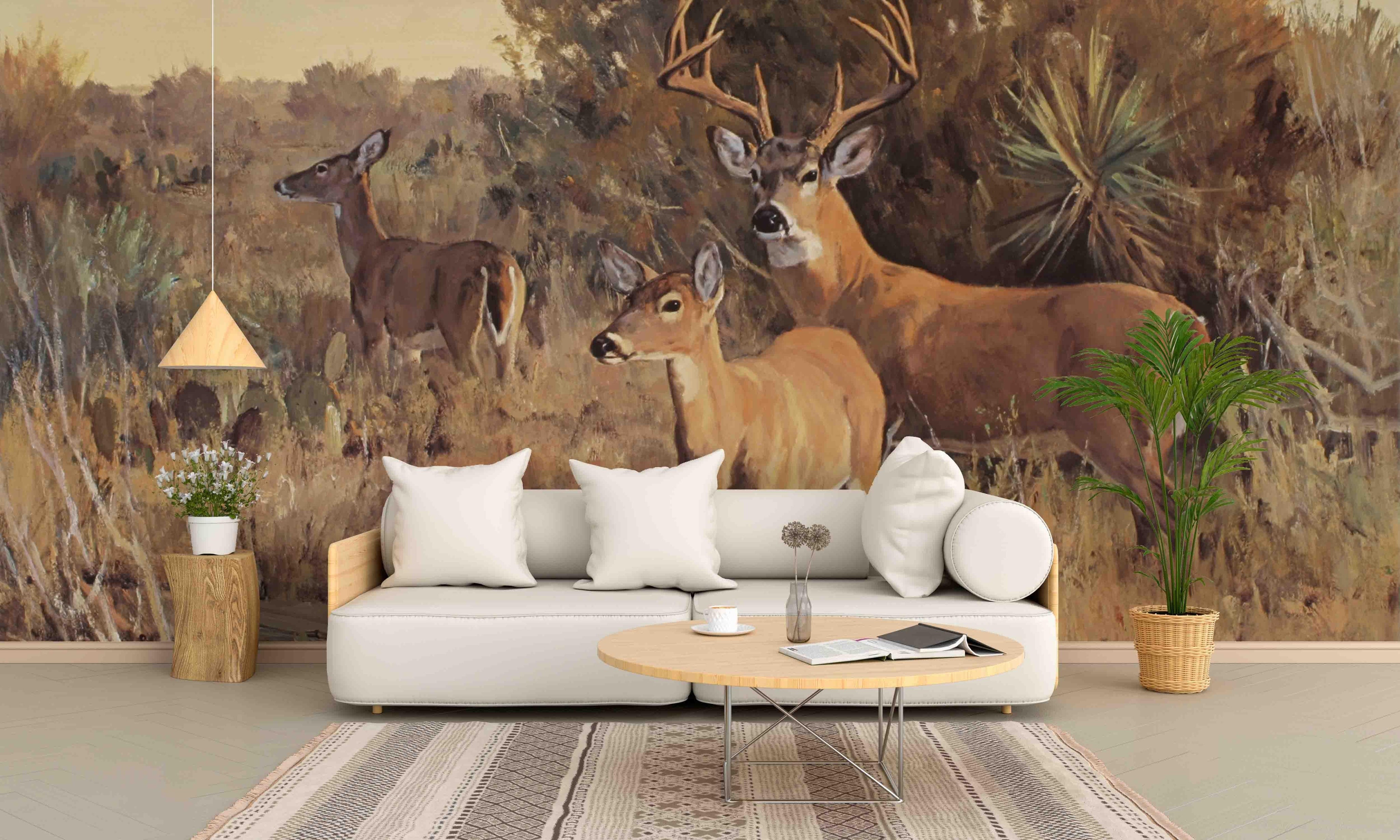 3D Grassland Deer Oil Painting Wall Mural Wallpaper 66- Jess Art Decoration