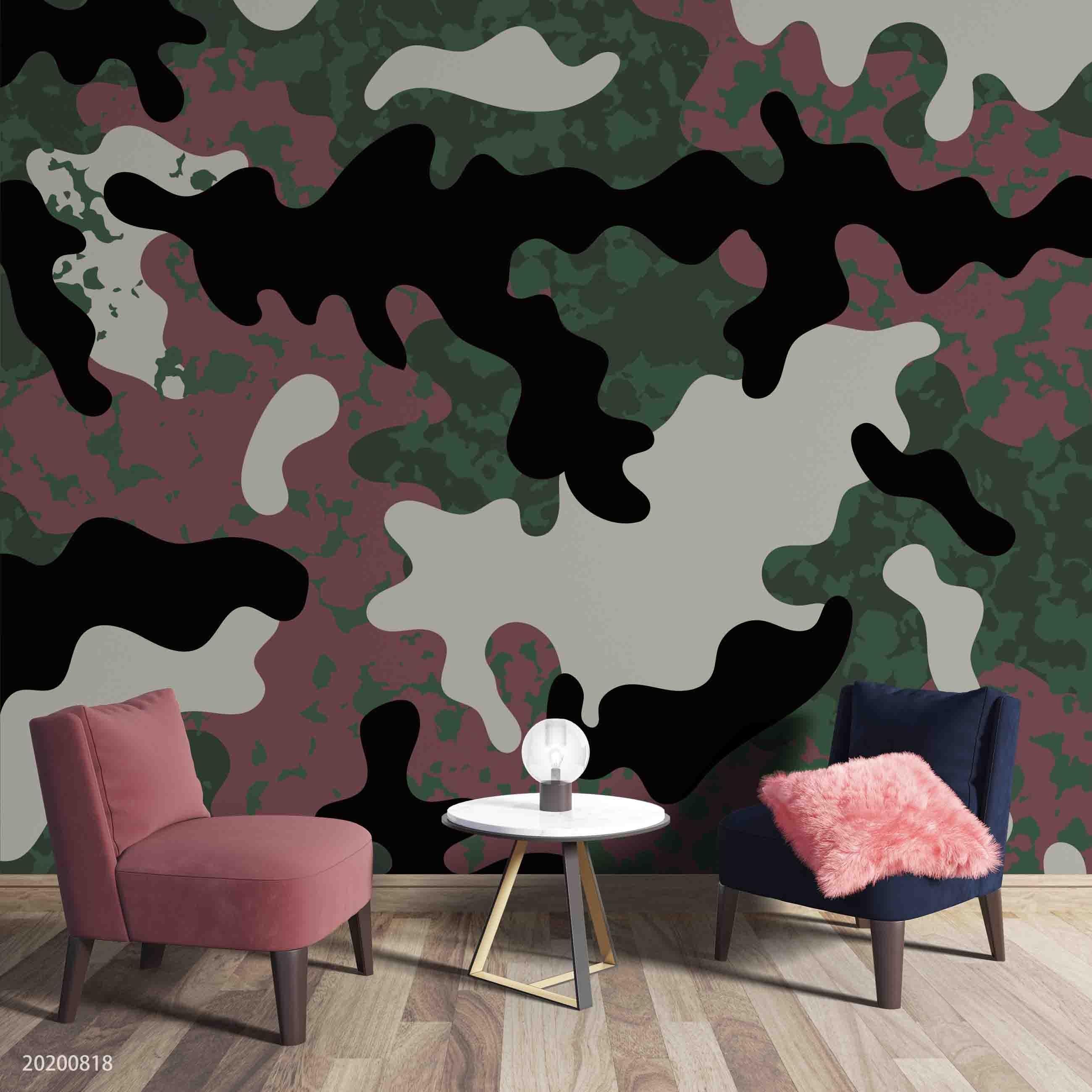 3D Vintage Camouflage Pattern Wall Mural Wallpaper LXL 1153- Jess Art Decoration