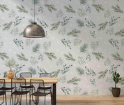 3D Watercolor Pine Branch Leaf Green Wall Mural Wallpaper GD 4737- Jess Art Decoration