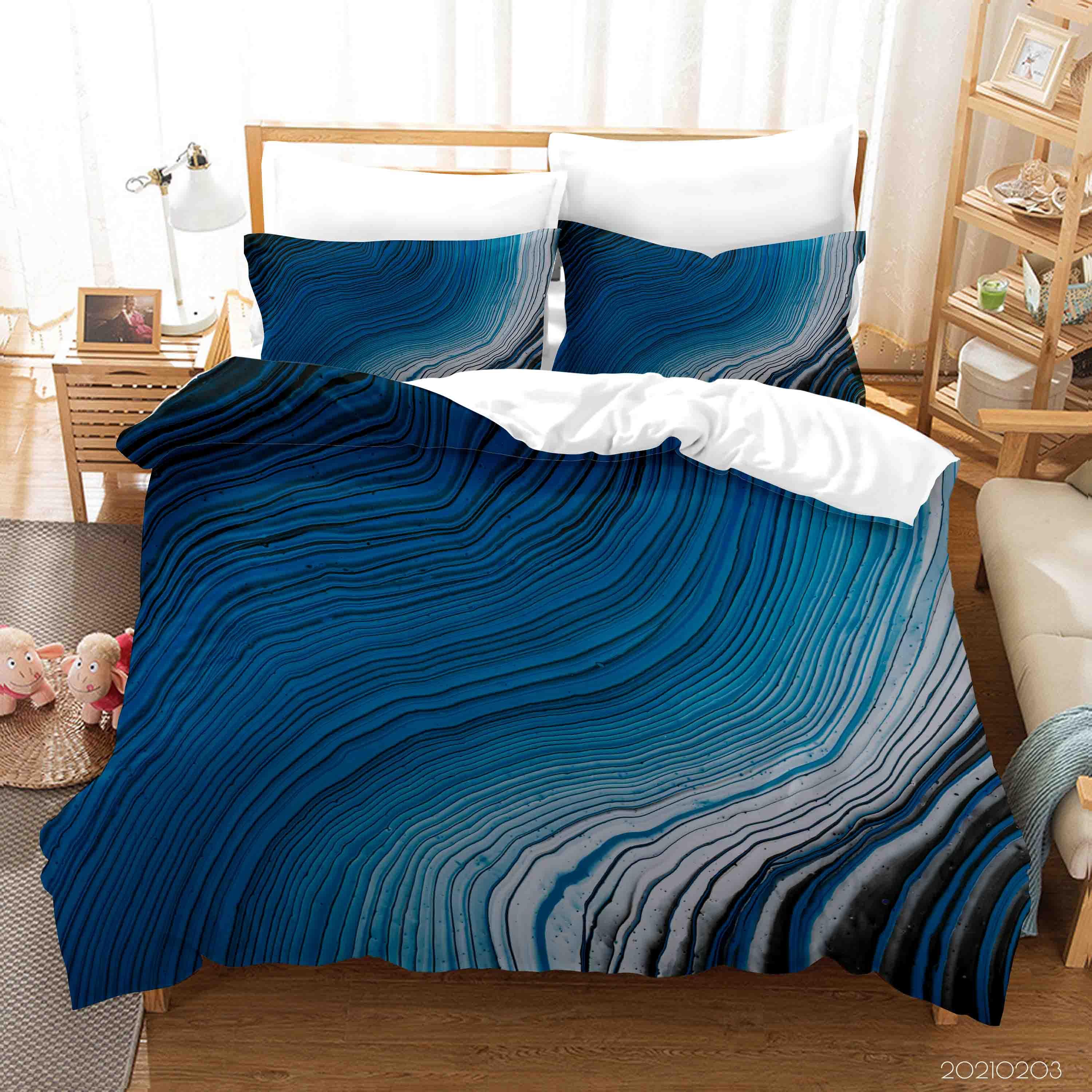 3D Abstract Blue Marble Texture Quilt Cover Set Bedding Set Duvet Cover Pillowcases 19- Jess Art Decoration