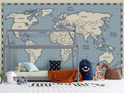 3D Blue World Map Wall Mural Wallpaper LQH 280- Jess Art Decoration