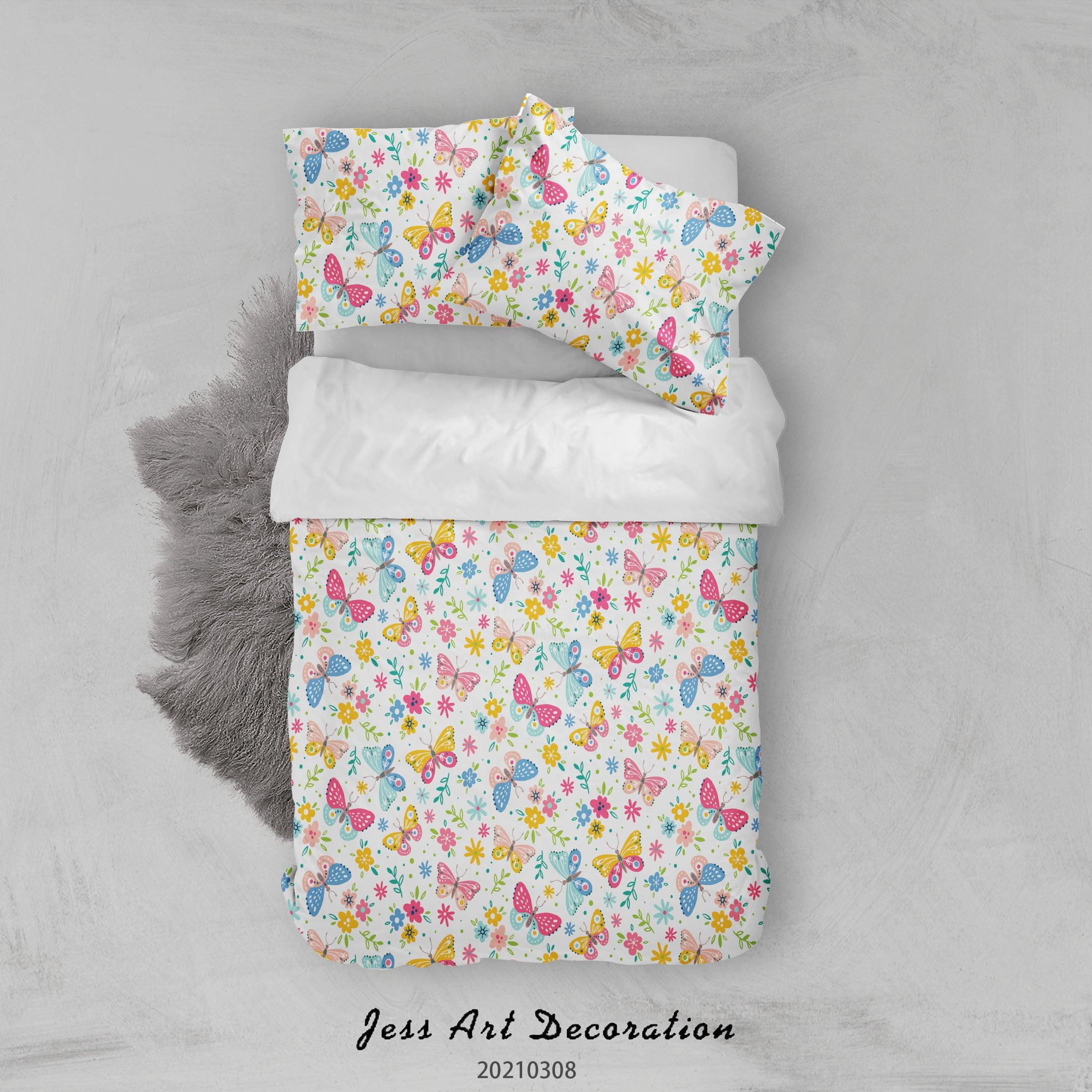 3D Watercolor Color Butterfly Quilt Cover Set Bedding Set Duvet Cover Pillowcases 293- Jess Art Decoration