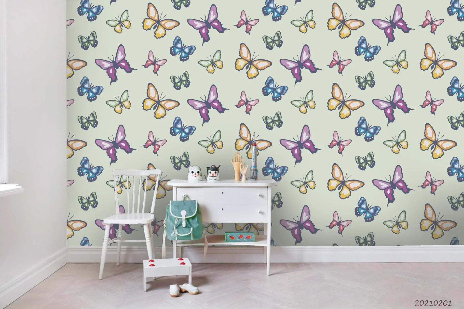 3D Hand Drawn Color Butterfly Wall Mural Wallpaper LQH 111- Jess Art Decoration
