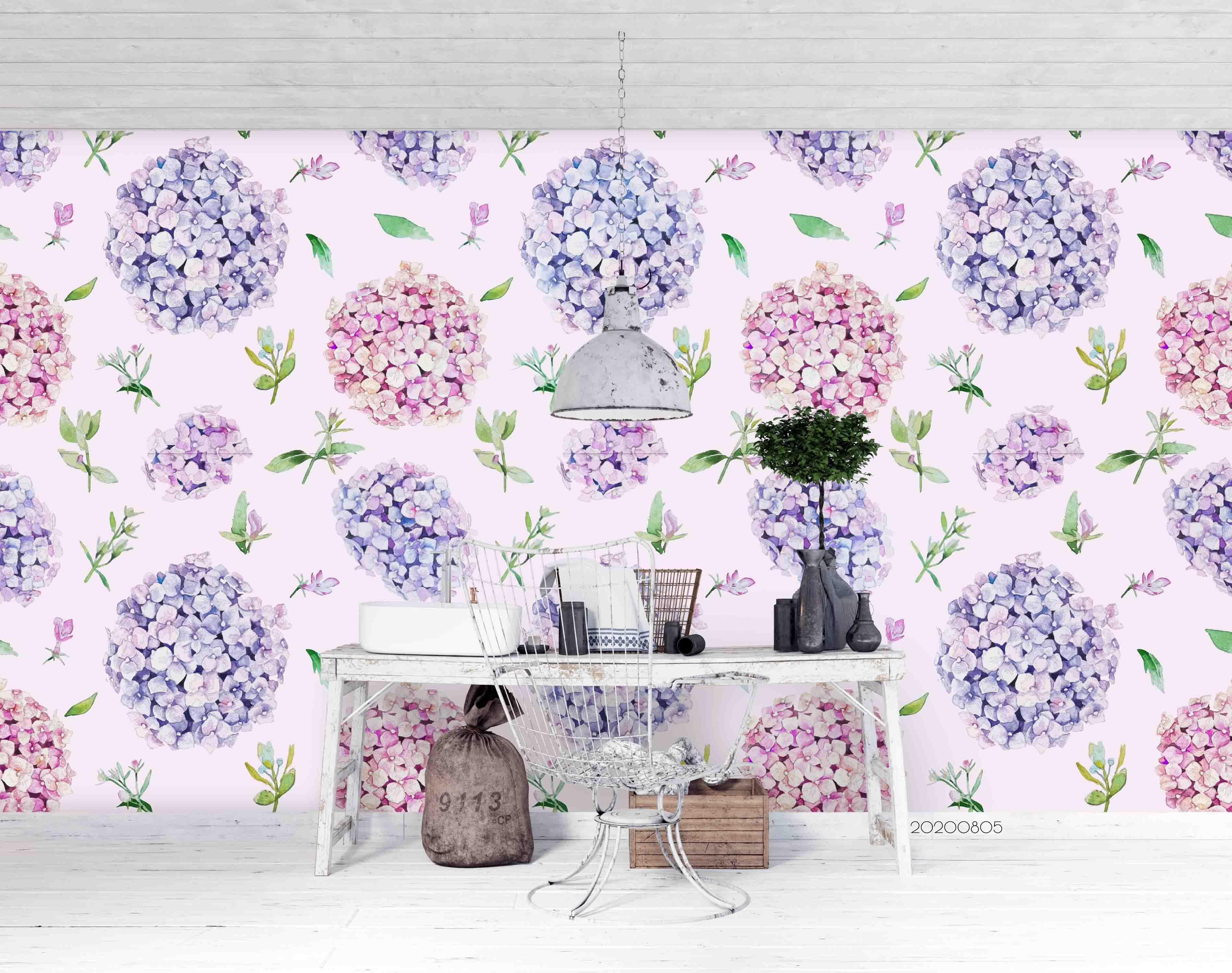 3D Hydrangea Flowers Wall Mural Wallpaper SF 81- Jess Art Decoration