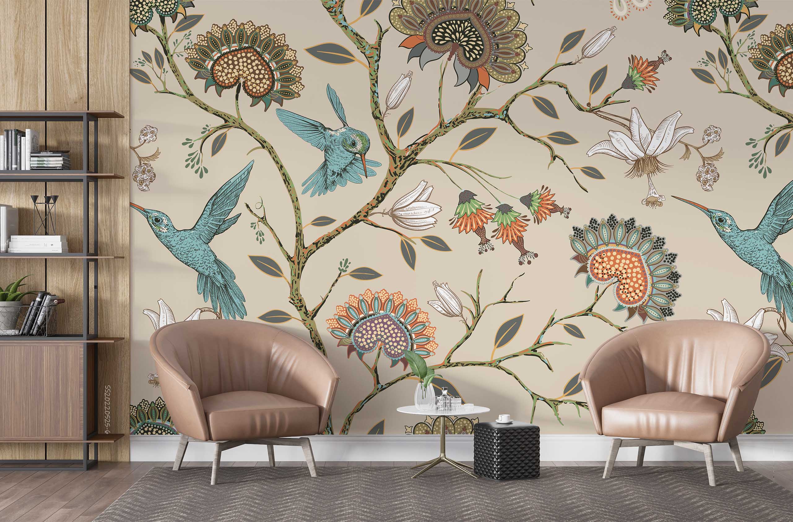 3D Vintage Branch Floral Hummingbird Wall Mural Wallpaper GD 1220- Jess Art Decoration