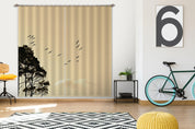 3D Landscape Nature Branch Silhouette Bird Curtains and Drapes GD 3901- Jess Art Decoration