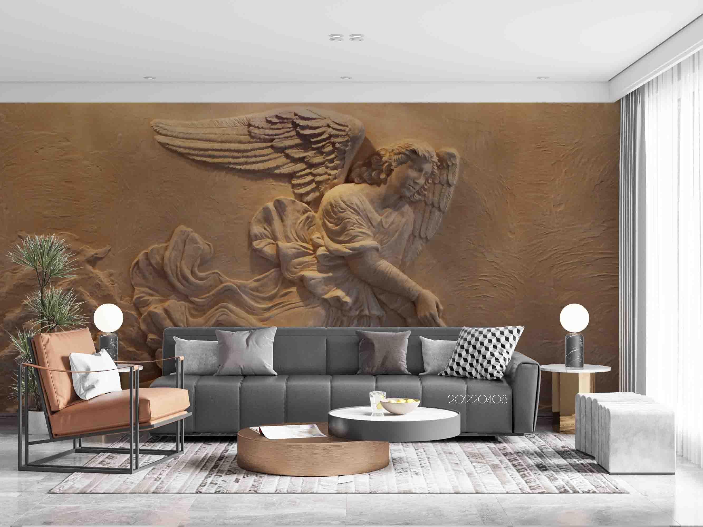 3D Relief Angel Wings Female Wall Mural Wallpaper GD 3817- Jess Art Decoration
