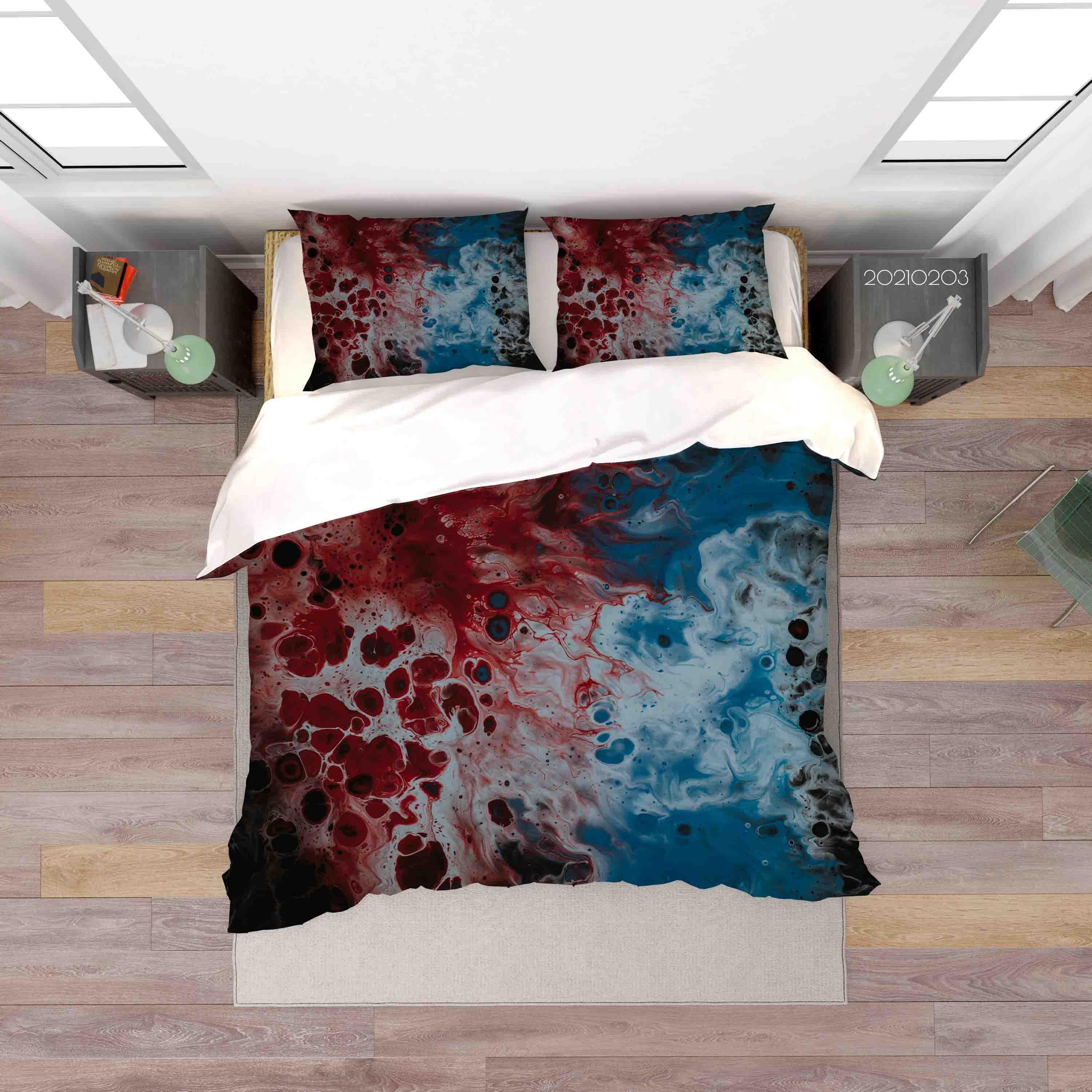 3D Abstract Blue Marble Quilt Cover Set Bedding Set Duvet Cover Pillowcases 65- Jess Art Decoration