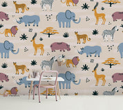 3D Cartoon Animal Pattern Wall Mural Wallpaper A205 LQH- Jess Art Decoration