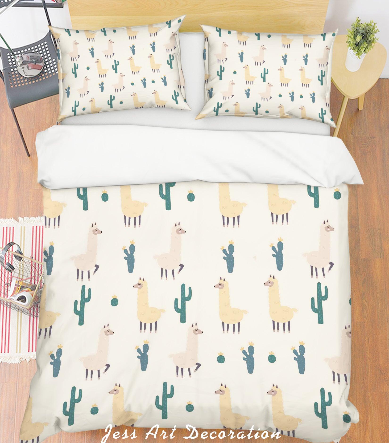 3D Alpaca Cactus Quilt Cover Set Bedding Set Pillowcases 18- Jess Art Decoration