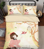 3D Girl Tree Birdcage Painting Quilt Cover Set Bedding Set Duvet Cover Pillowcases A531 LQH- Jess Art Decoration