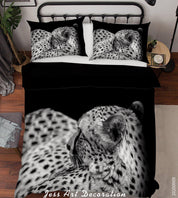 3D Cheetah Black Quilt Cover Set Bedding Set Duvet Cover Pillowcases WJ 1909- Jess Art Decoration