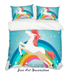 3D Cartoon Unicorn Rainbow Quilt Cover Set Bedding Set Pillowcases 9- Jess Art Decoration