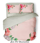 3D Red Flowers Pink Background Quilt Cover Set Bedding Set Pillowcases  37- Jess Art Decoration