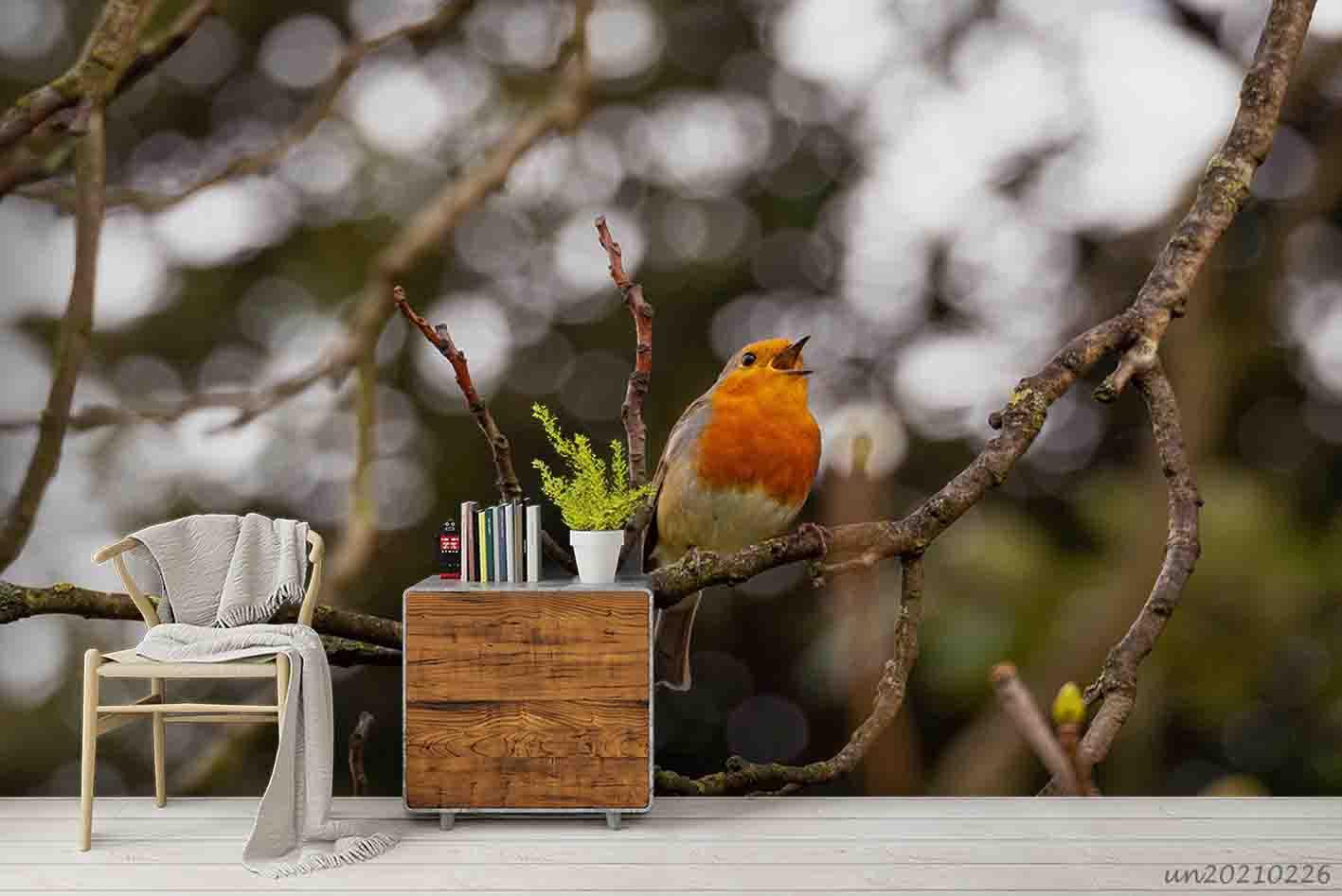 3D Branch Bird Wall Mural Wallpaper LQH 115- Jess Art Decoration