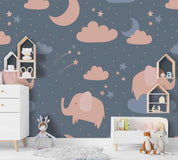 3D Cartoon Elephant Starry Sky Wall Mural Wallpaper A193 LQH- Jess Art Decoration