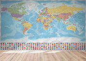 3D Blue World Map Wall Mural Wallpaper LQH 16- Jess Art Decoration