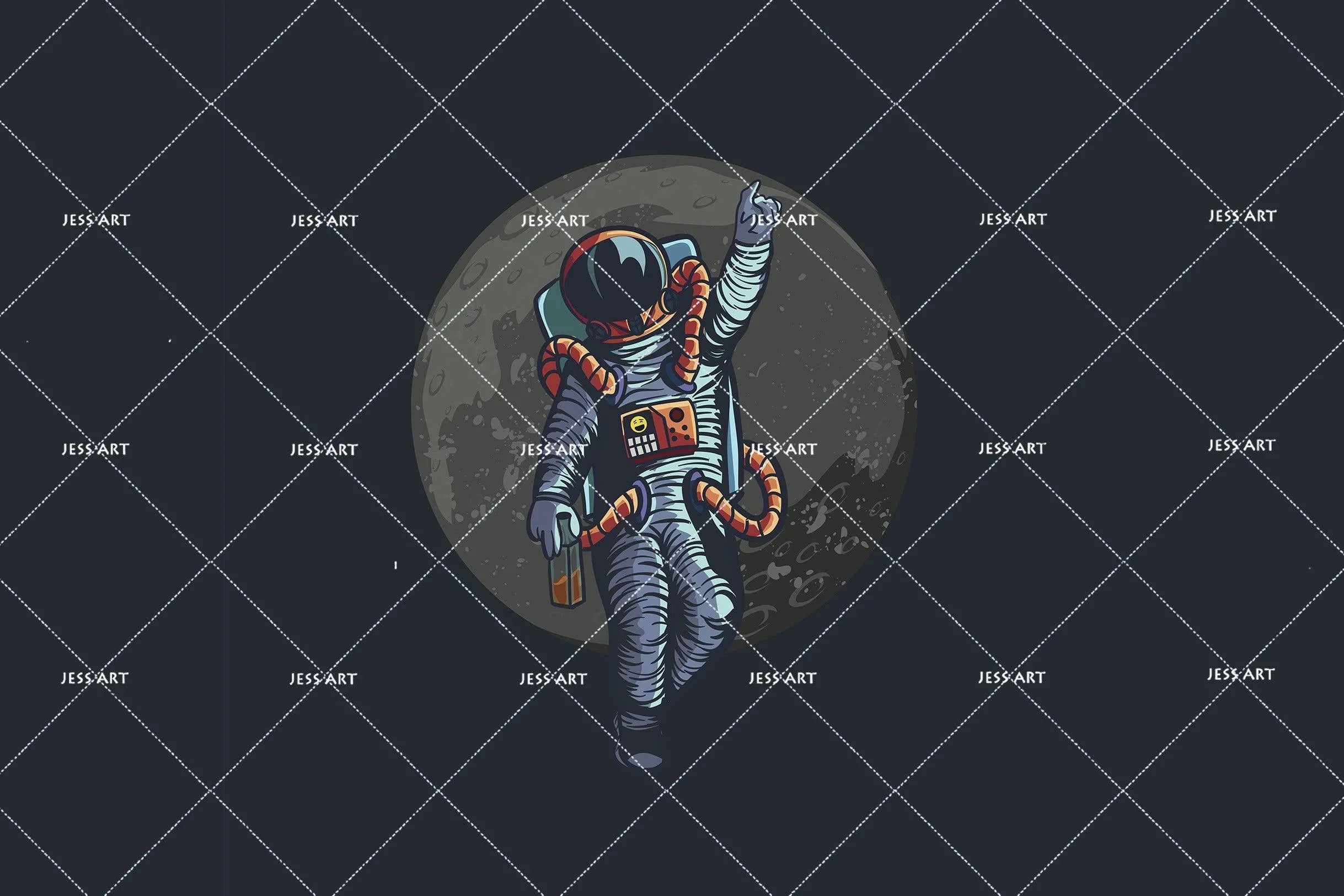 3D Astronaut Black Wall Mural Wallpaper 1- Jess Art Decoration