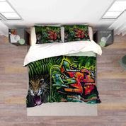 3D Abstract Colored Street Graffiti Quilt Cover Set Bedding Set Duvet Cover Pillowcases 77- Jess Art Decoration