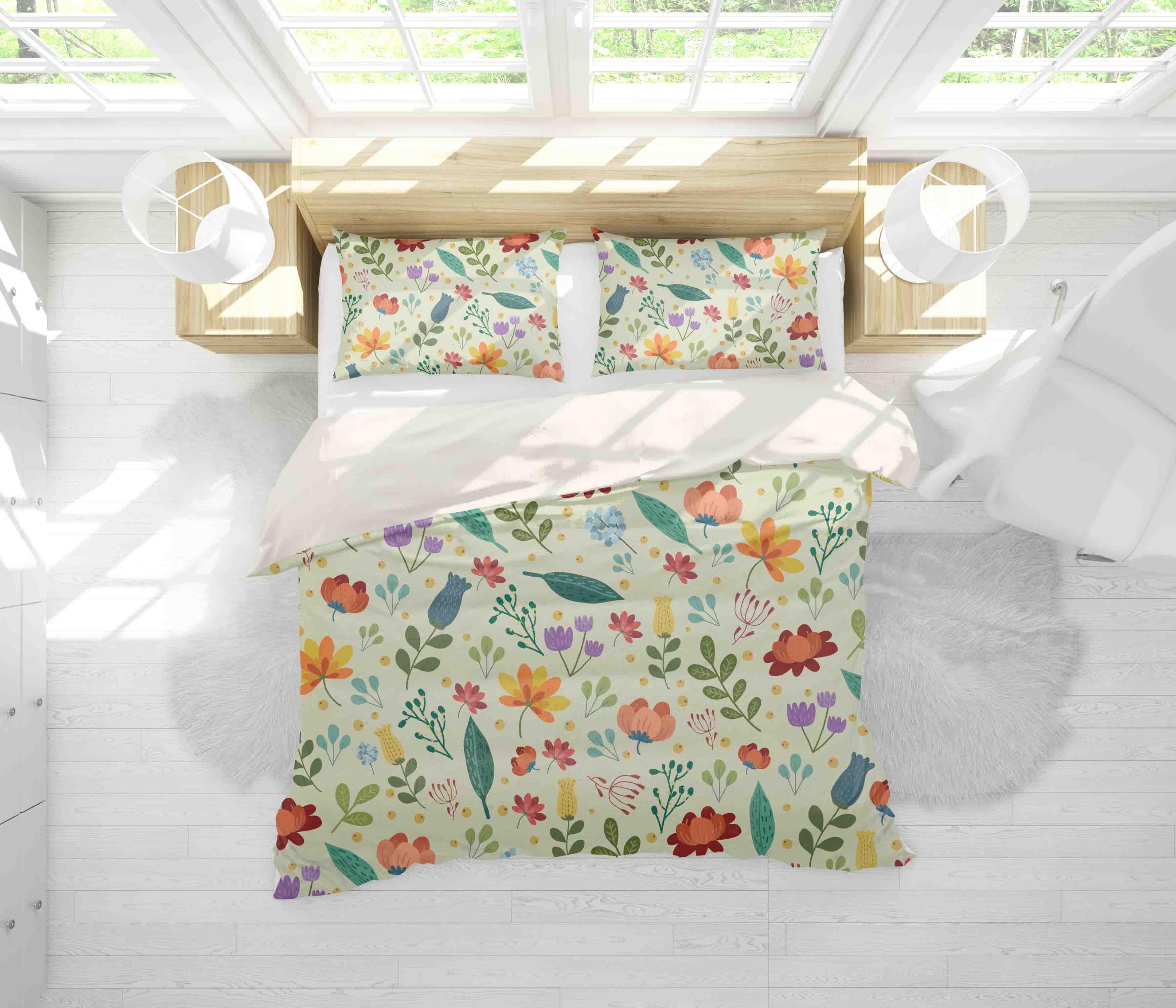 3D Green Floral Leaves Quilt Cover Set Bedding Set Pillowcases 11- Jess Art Decoration