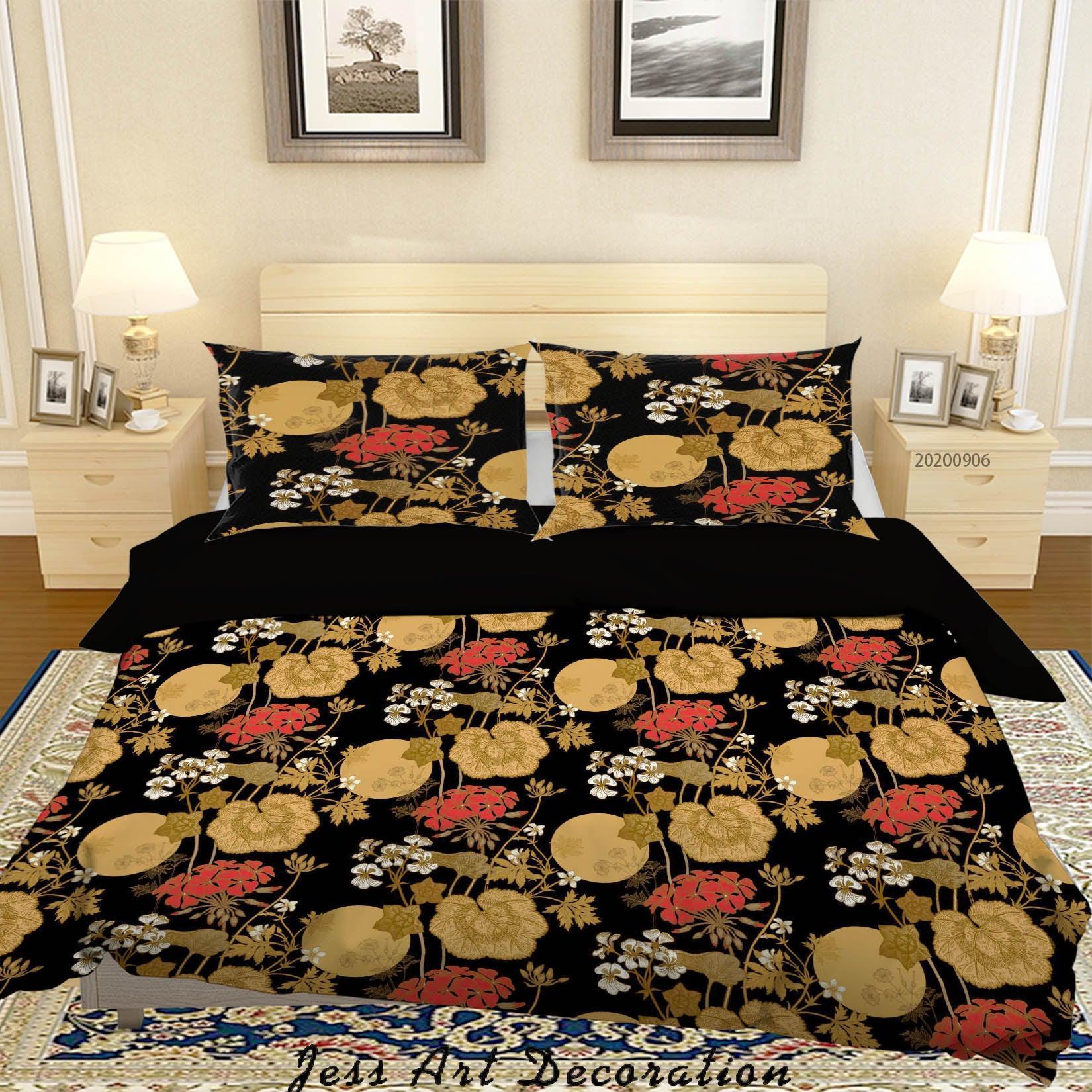 3D Vintage Leaves Floral Pattern Quilt Cover Set Bedding Set Duvet Cover Pillowcases WJ 3633- Jess Art Decoration