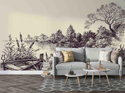 3D Pond Reed Tree Scenery Wall Mural Wallpaper GD 3157- Jess Art Decoration