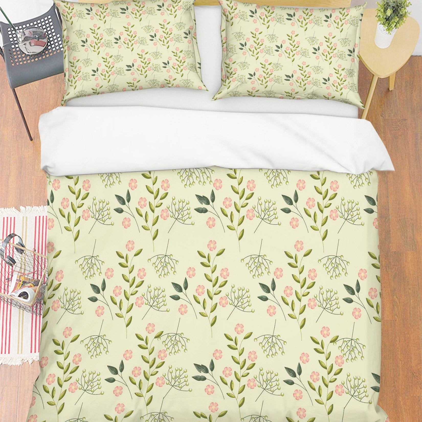 3D Pink Floral Yellow Quilt Cover Set Bedding Set Pillowcases 14- Jess Art Decoration