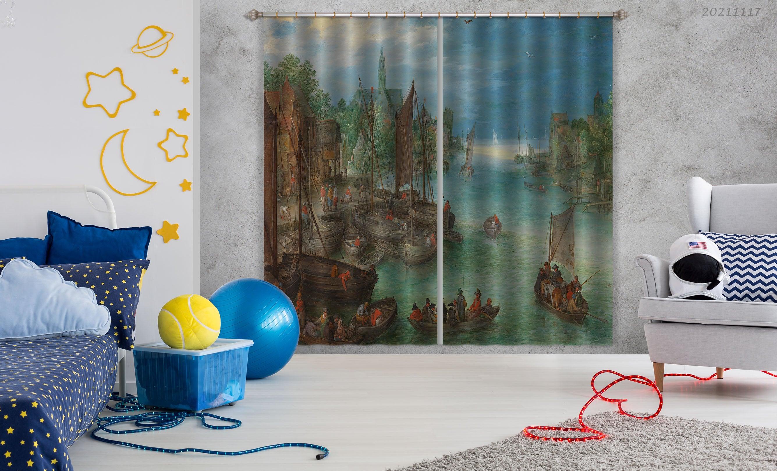 3D Landscape Oil Painting Curtains and Drapes LQH 116- Jess Art Decoration