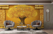 3D Golden Big Tree Wall Mural Wallpaper SWW5081- Jess Art Decoration