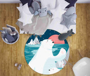 3D Cartoon Animal Polar Bear Kids Non-Slip Round Rug Mat 31- Jess Art Decoration