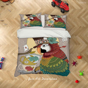 3D Cartoon Parrot Tea Cup Quilt Cover Set Bedding Set Duvet Cover Pillowcases LXL 67- Jess Art Decoration