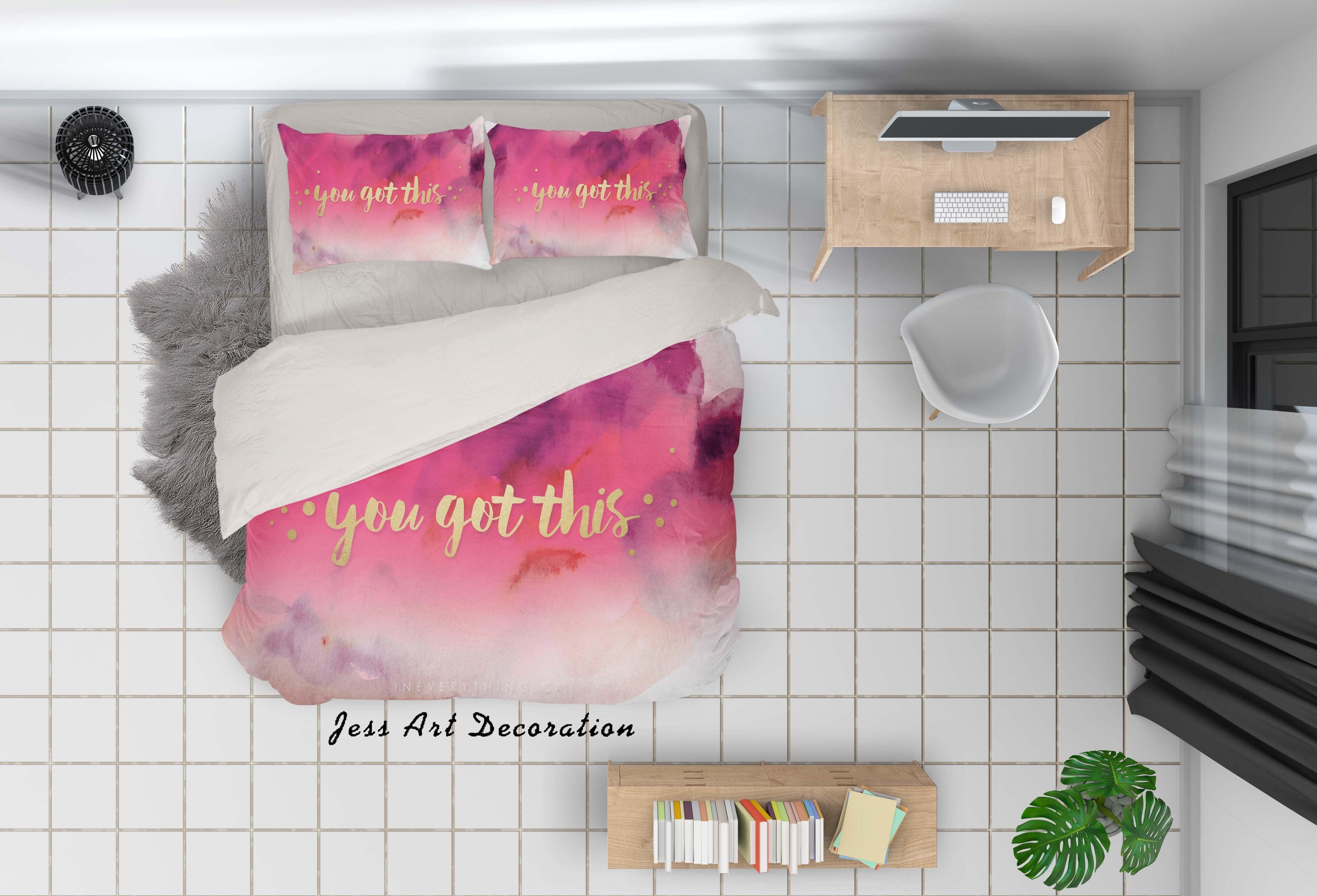 3D Watercolor Pink Clouds Quilt Cover Set Bedding Set Pillowcases 06- Jess Art Decoration
