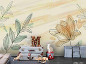 3D Hand Drawn Floral Leaves Wall Mural Wallpaper LQH 345- Jess Art Decoration