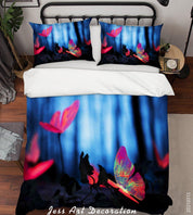 3D Fairytale Forest Butterfly Quilt Cover Set Bedding Set Duvet Cover Pillowcases 130- Jess Art Decoration