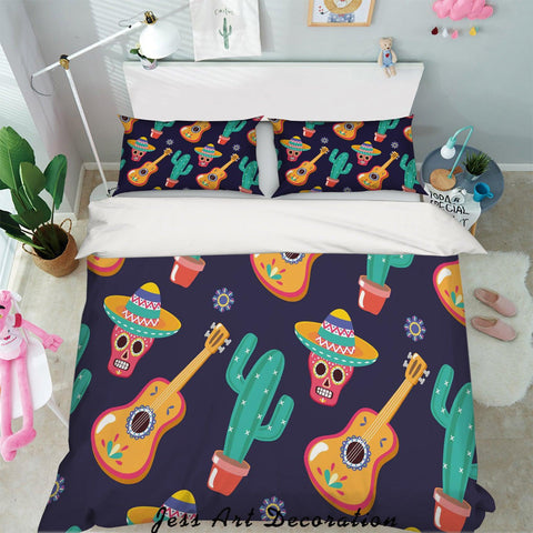 3D Cartoon Guitar Cactus Quilt Cover Set Bedding Set Pillowcases 71- Jess Art Decoration