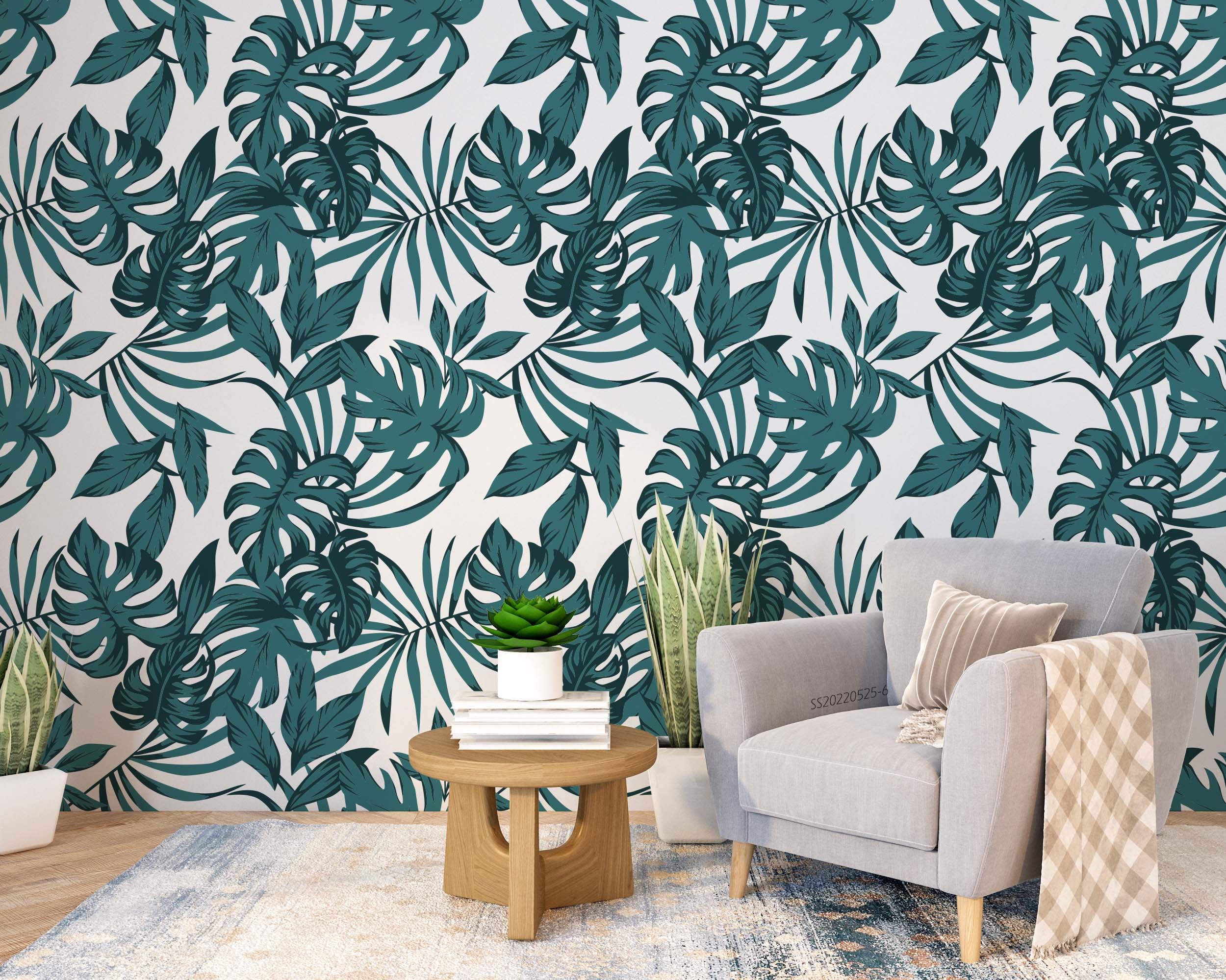 3D Vintage Tropical Leaves Dark Green Wall Mural Wallpaper GD 1258- Jess Art Decoration