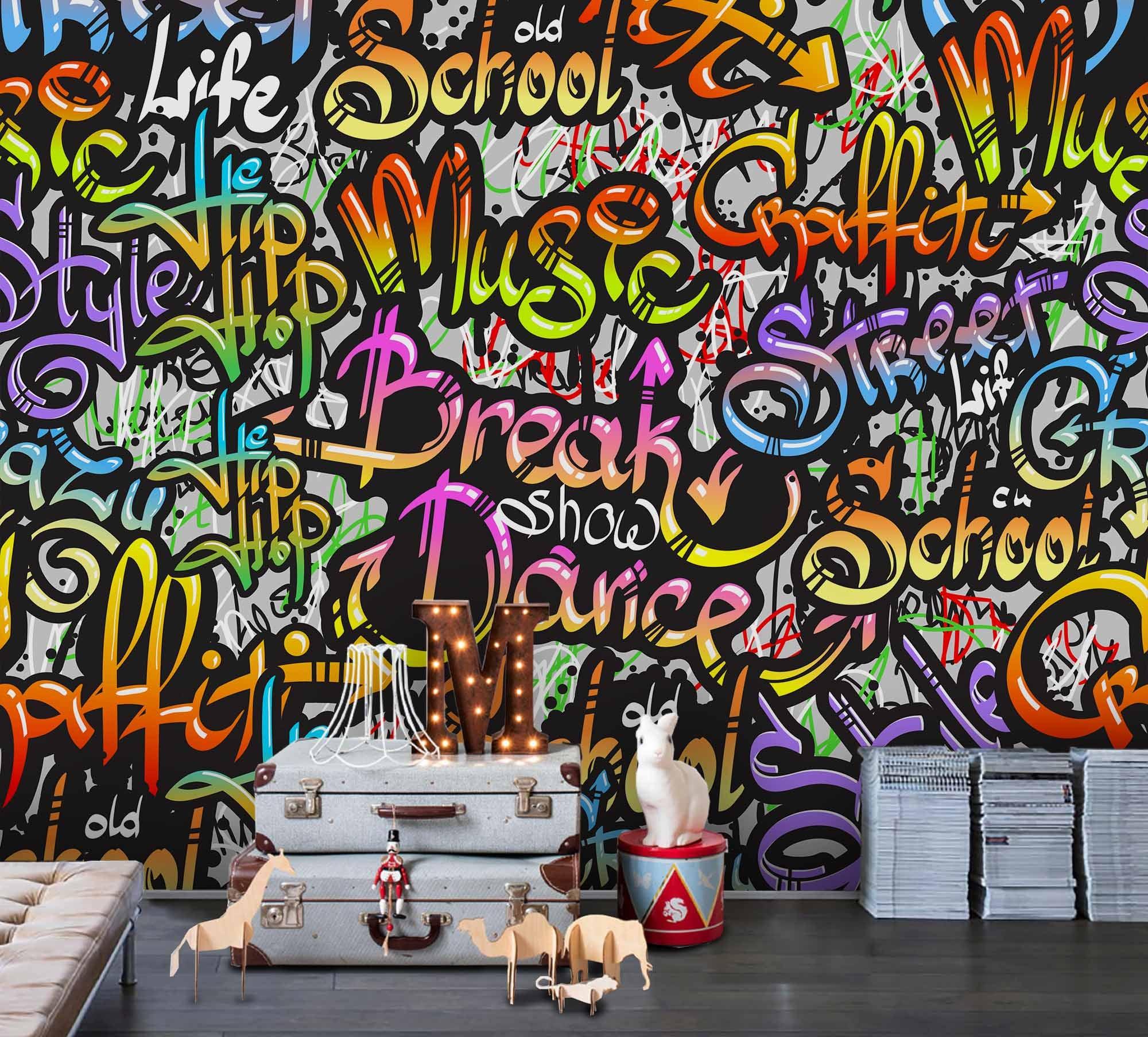 3D Break School Dance Street Graffiti Wall Mural Wallpaper SF89- Jess Art Decoration
