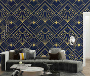 3D Geometric Gold Line Pattern Wall Mural Wallpaper GD 4818- Jess Art Decoration