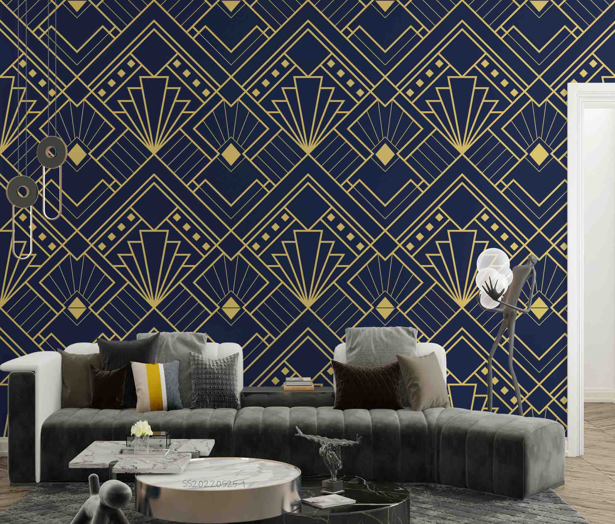 3D Geometric Gold Line Pattern Wall Mural Wallpaper GD 4818- Jess Art Decoration