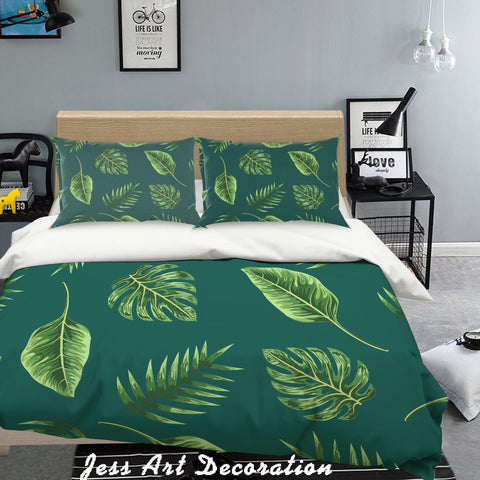 3D Tropical Green Plant Leaf Quilt Cover Set Bedding Set Pillowcases 29- Jess Art Decoration