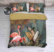 3D Tropical Leaf Flamingo Quilt Cover Set Bedding Set Duvet Cover Pillowcases 103- Jess Art Decoration