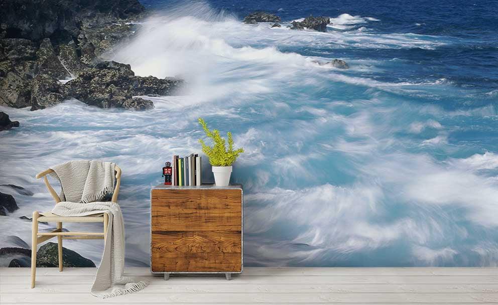 3D Sea Waves Rock Wall Mural Wallpaper 154- Jess Art Decoration