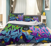 3D Abstract Colored Street Graffiti Quilt Cover Set Bedding Set Duvet Cover Pillowcases 181- Jess Art Decoration
