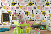 3D Cartoon Colorful Floral Plant Wall Mural Wallpaper LXL 1535- Jess Art Decoration