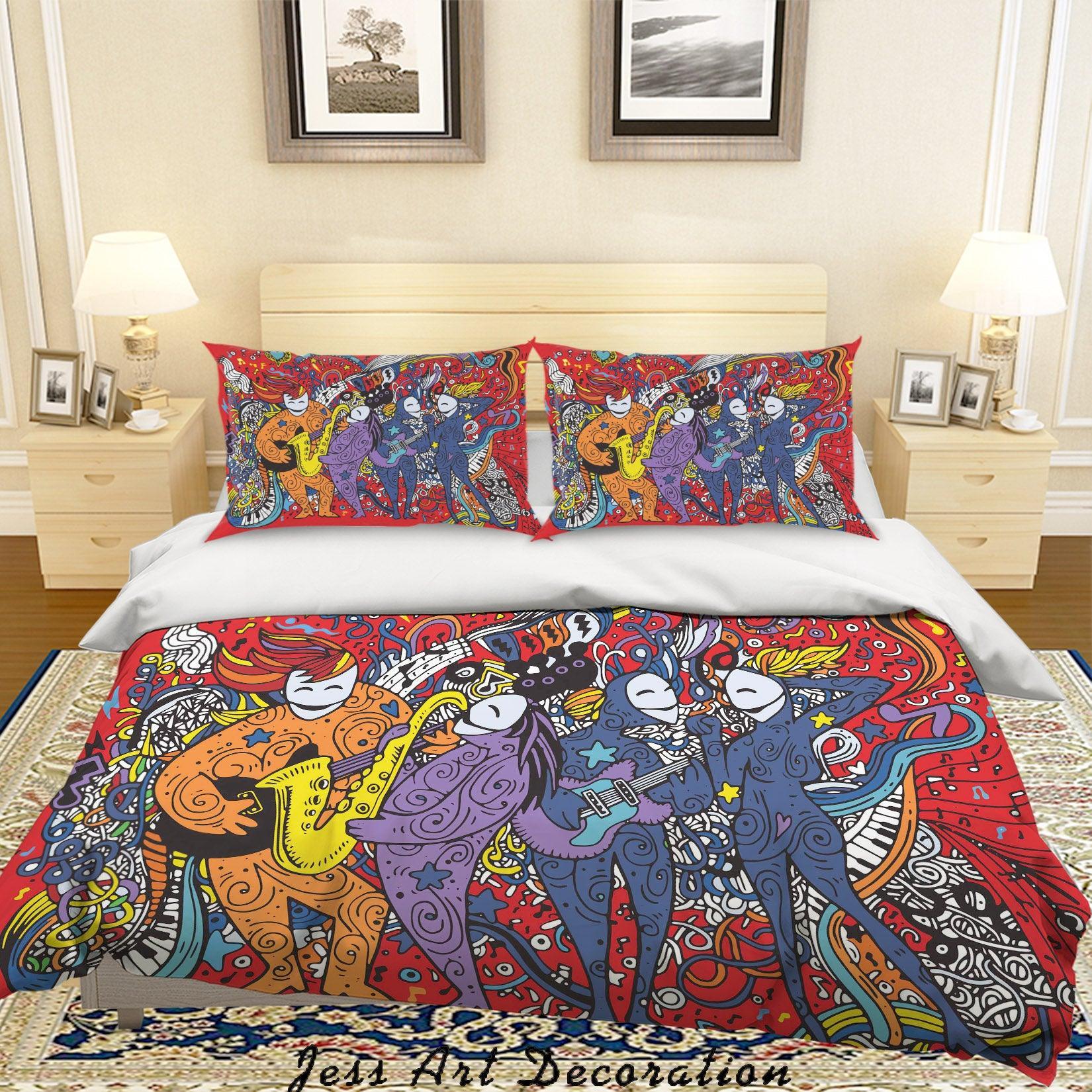 3D Graffiti Colorful Abstract Mask Figure Quilt Cover Set Bedding Set Duvet Cover Pillowcases LXL- Jess Art Decoration