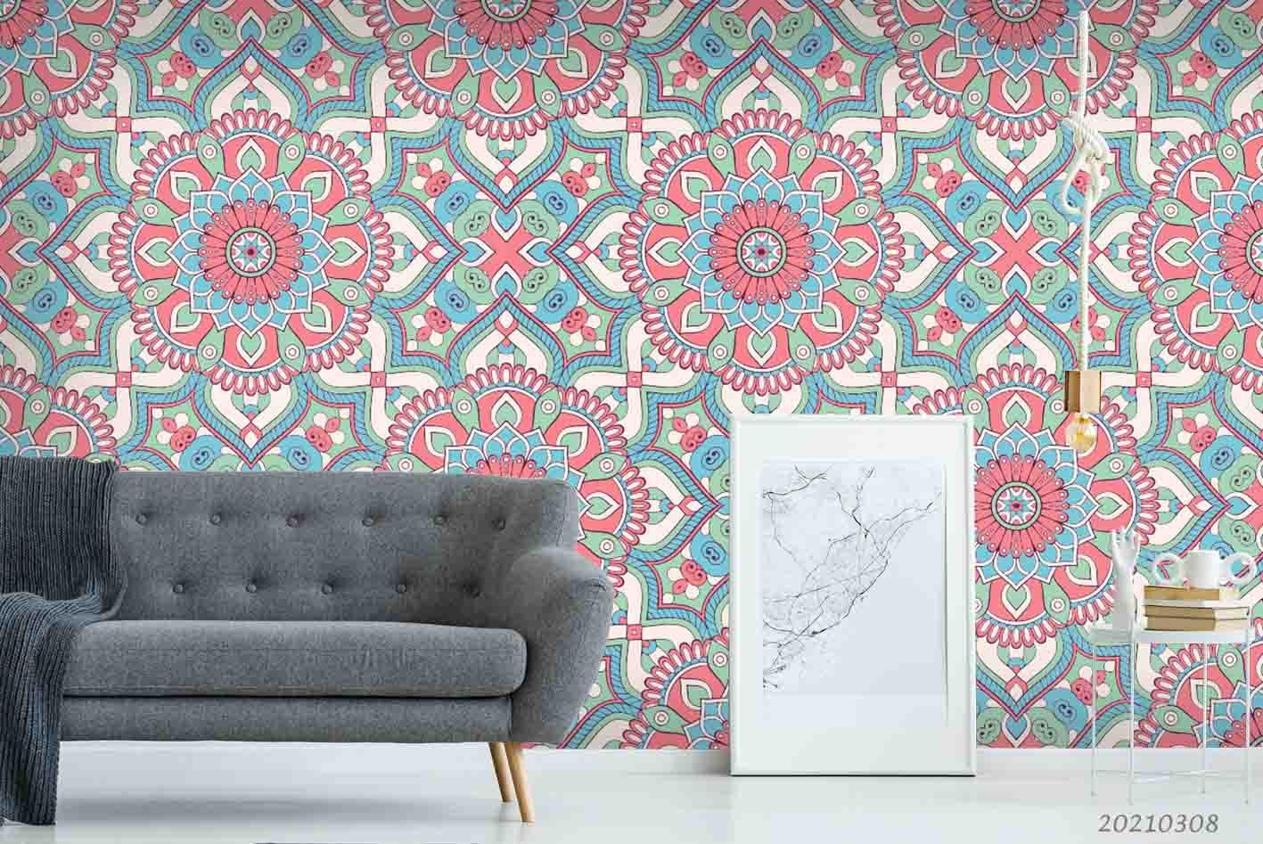 3D Hand Drawn Floral Pattern Wall Mural Wallpaper LQH 56- Jess Art Decoration