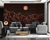 3D Modern Abstract Golden Line Art Mountain Sun Wall Mural Wallpaper GD 1974- Jess Art Decoration