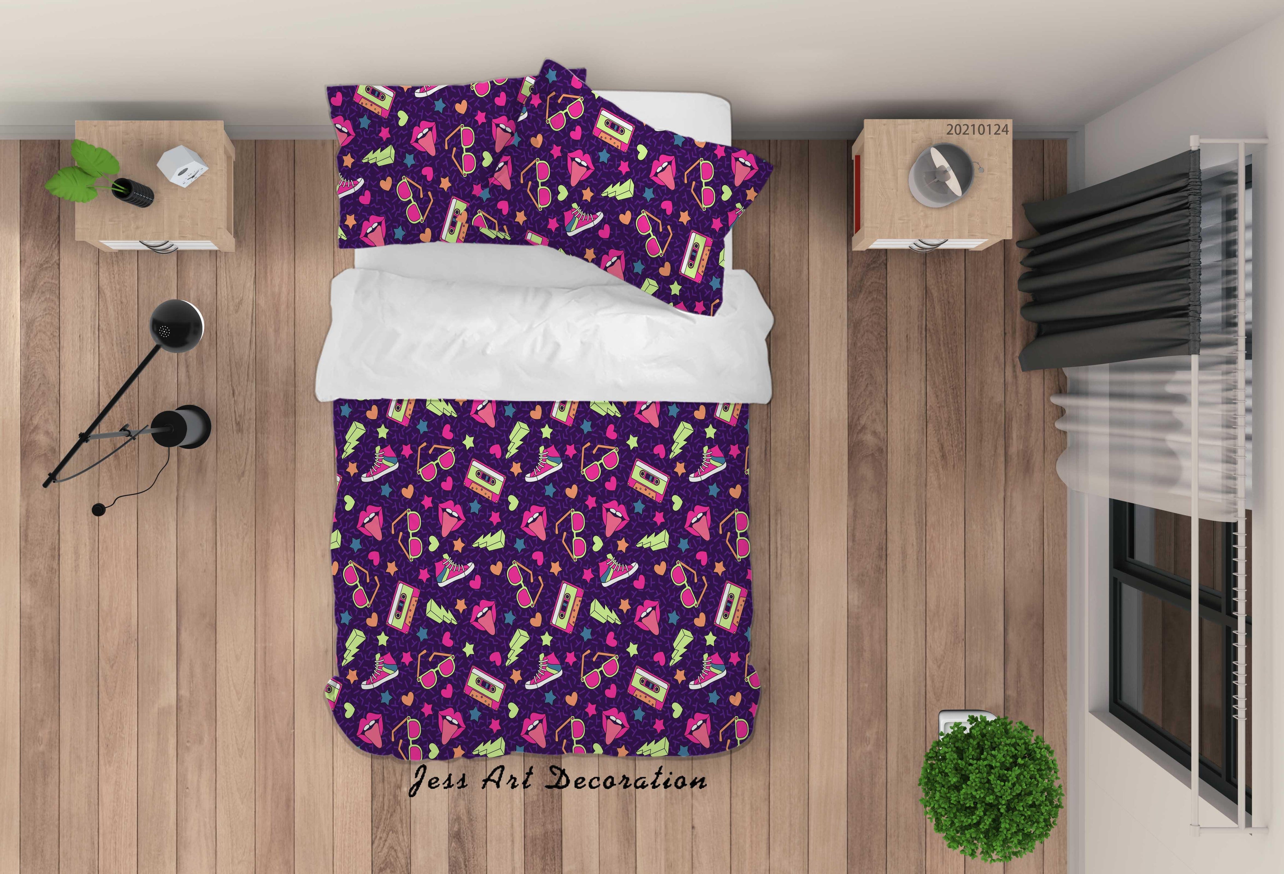 3D Hand Drawn Hip Hop Music Elements Quilt Cover Set Bedding Set Duvet Cover Pillowcases 176- Jess Art Decoration