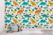 3D Hand Drawn Green Dinosaur Wall Mural Wallpaper A259 LQH- Jess Art Decoration