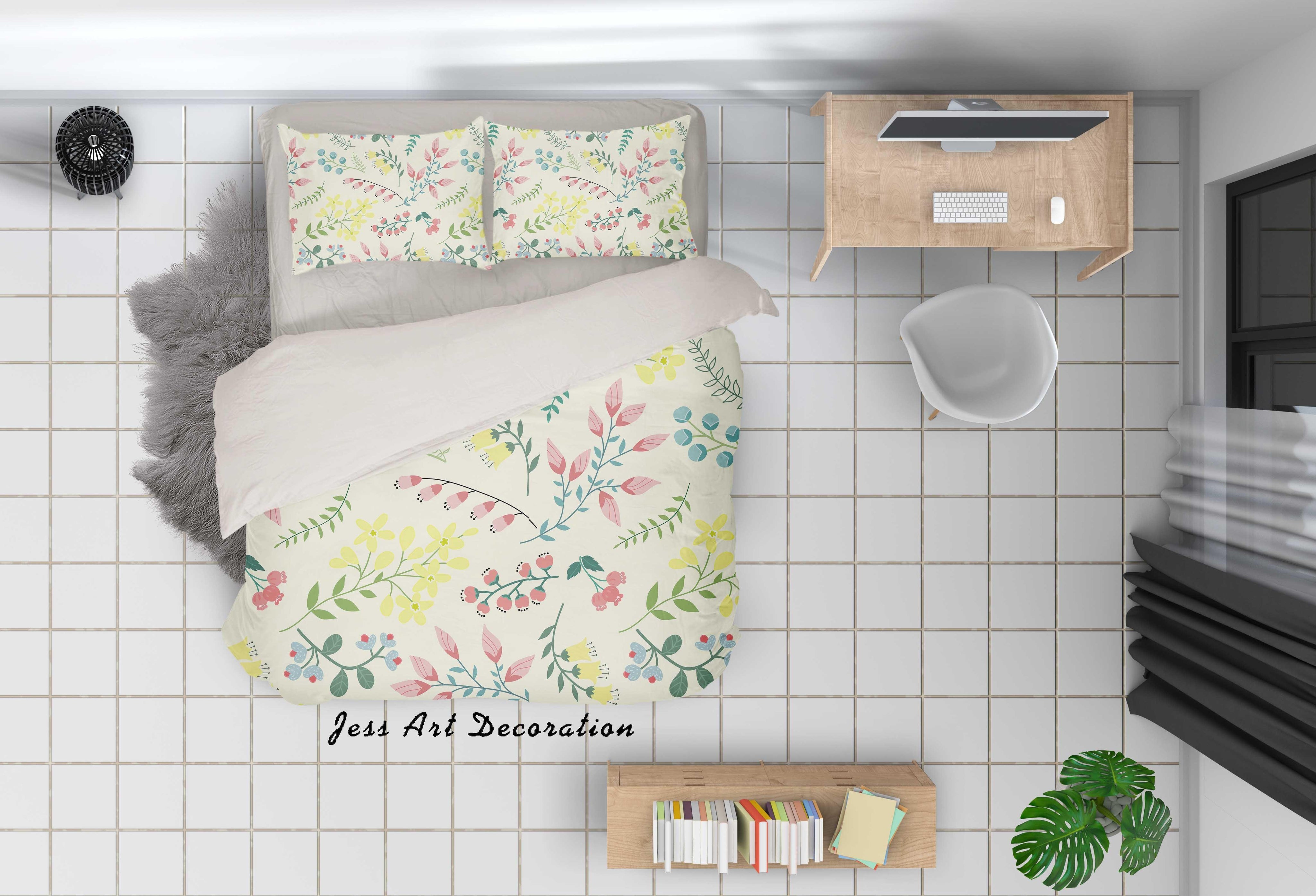 3D Watercolor Leaves Quilt Cover Set Bedding Set Pillowcases 67- Jess Art Decoration